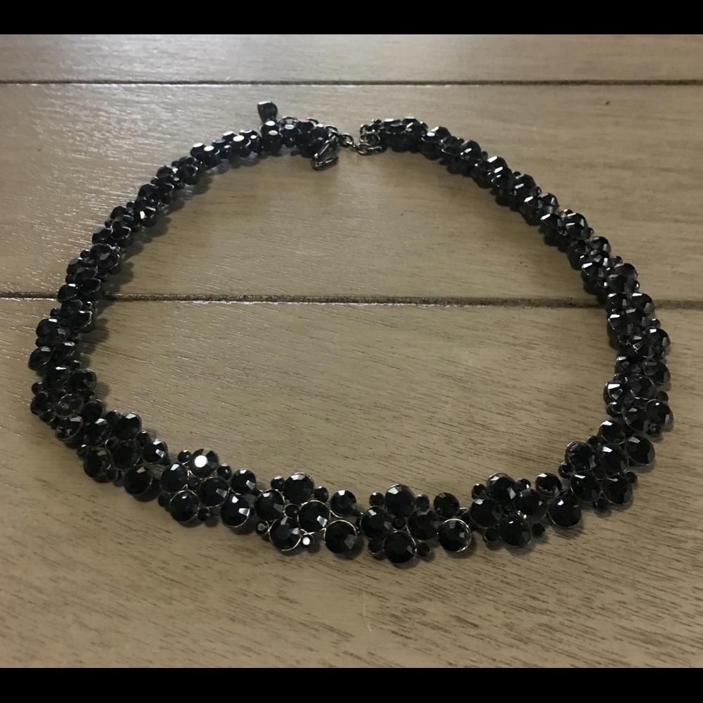 Vintage Black Crystal Choker Necklace